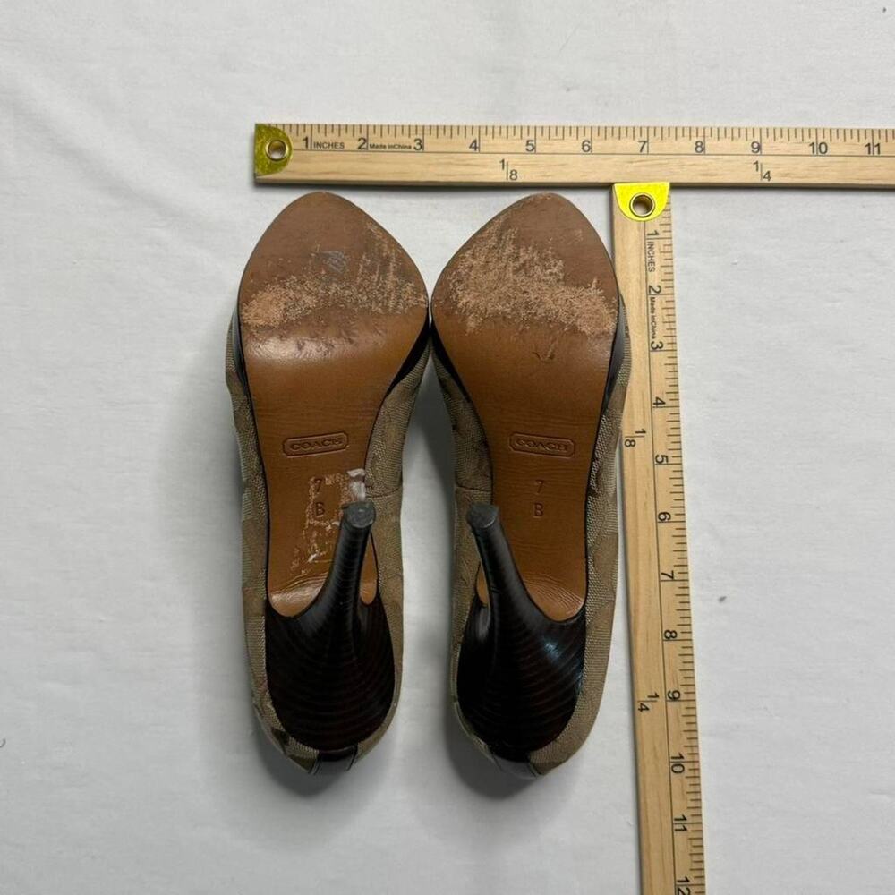 Coach Caya Signature Jacquard Logo  Pumps brown heels with signature logo size 7 - Picture 5 of 8